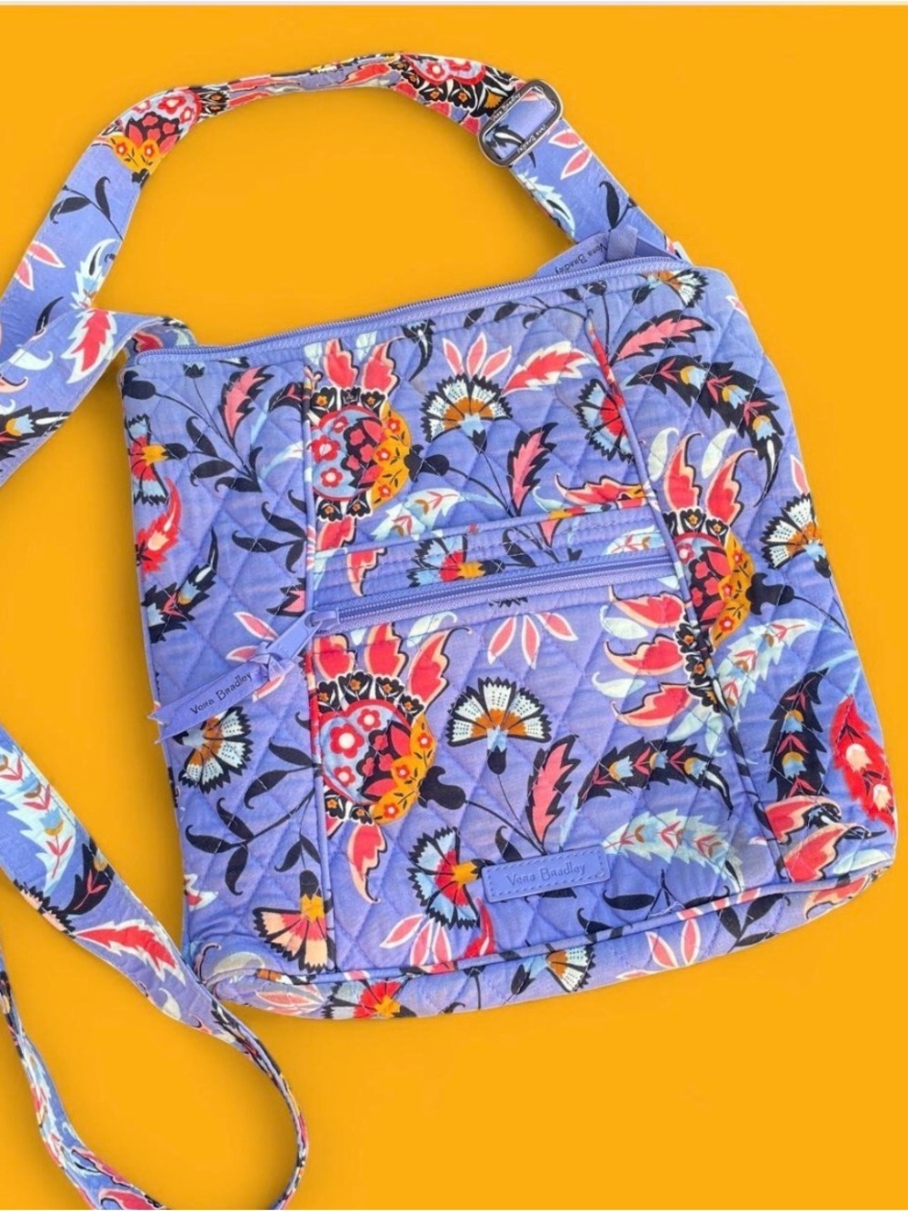 Vera Bradley mural Garden Purple Floral Quilted Crossbody Bag